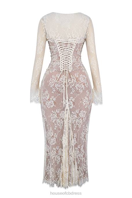 House of CB Artemis Vintage Cream Lace Maxi Dress Clothing 4H6N133