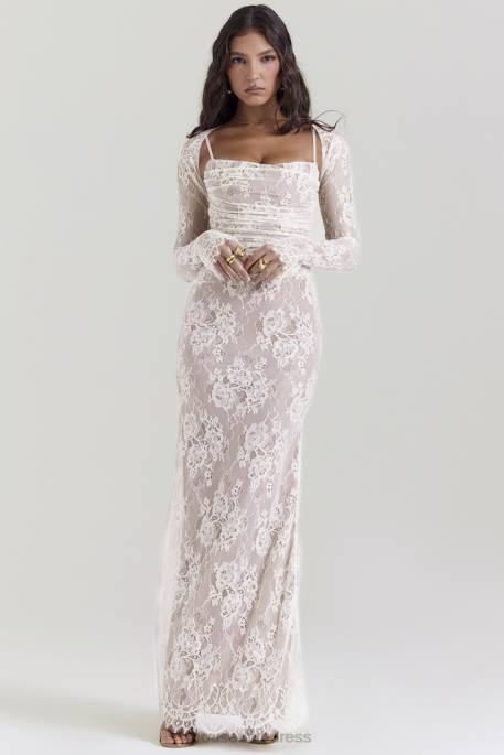 House of CB Artemis Vintage Cream Lace Maxi Dress Clothing 4H6N133