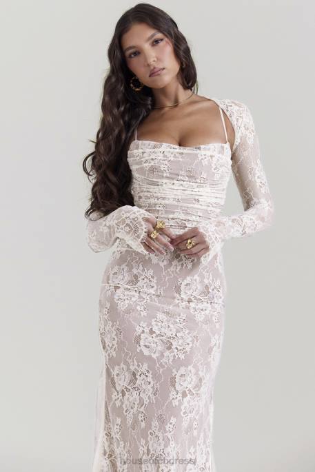 House of CB Artemis Vintage Cream Lace Maxi Dress Clothing 4H6N133