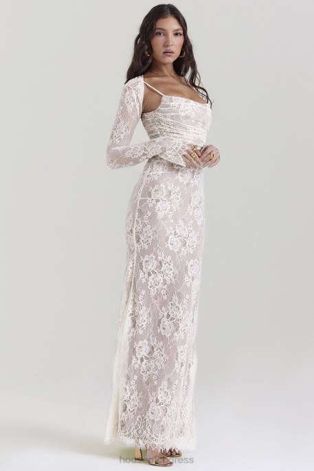 House of CB Artemis Vintage Cream Lace Maxi Dress Clothing 4H6N133