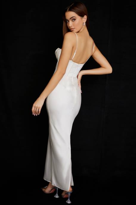 House of CB Charmaine Ivory Corset Maxi Dress Clothing 4H6N527