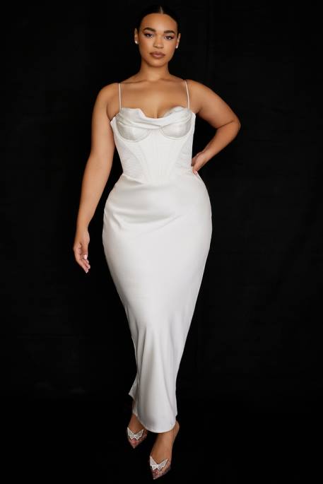 House of CB Charmaine Ivory Corset Maxi Dress Clothing 4H6N527