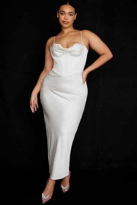 House of CB Charmaine Ivory Corset Maxi Dress Clothing 4H6N527