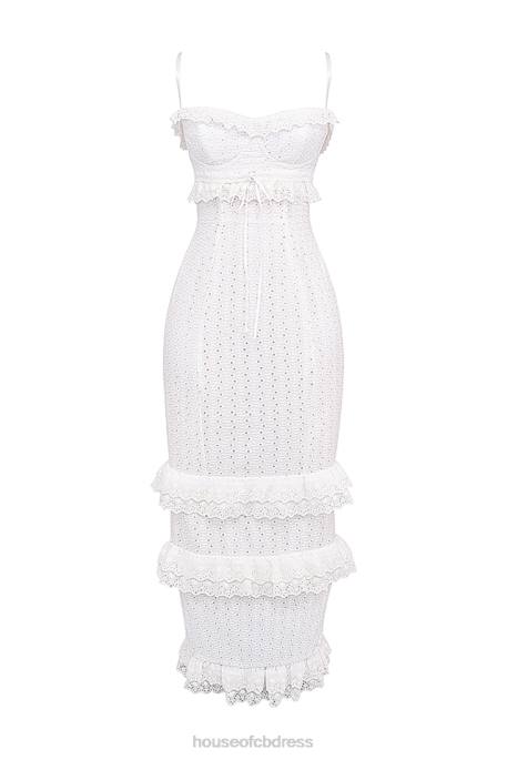 House of CB Eve White Broderie Maxi Dress Clothing 4H6N228