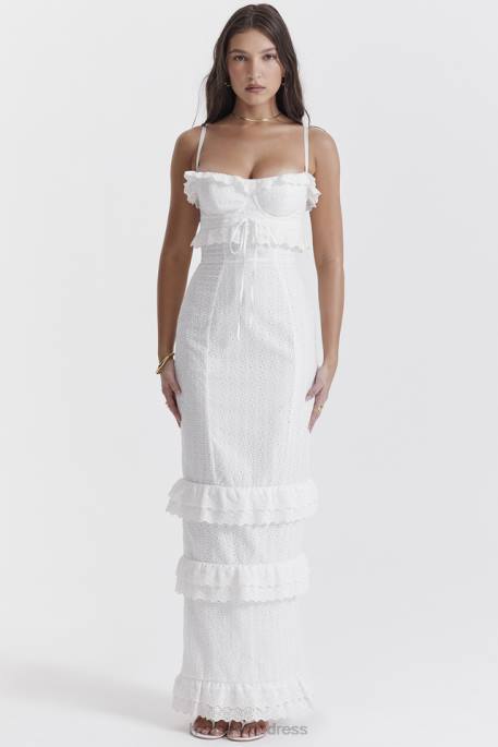 House of CB Eve White Broderie Maxi Dress Clothing 4H6N228