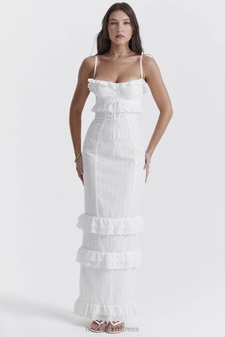 House of CB Eve White Broderie Maxi Dress Clothing 4H6N228