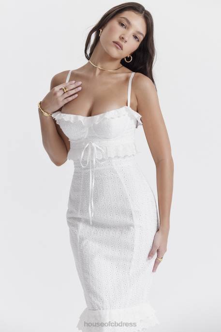 House of CB Eve White Broderie Maxi Dress Clothing 4H6N228