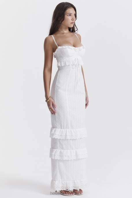 House of CB Eve White Broderie Maxi Dress Clothing 4H6N228