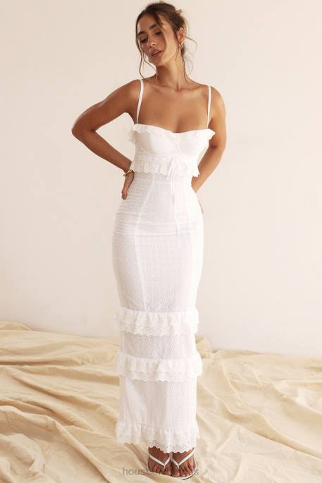 House of CB Eve White Broderie Maxi Dress Clothing 4H6N228