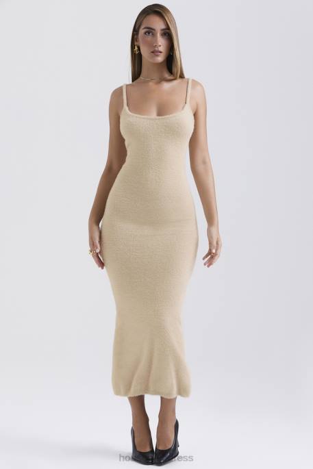 House of CB Fayette Beige Soft Fluffy Knit Maxi Dress Clothing 4H6N115