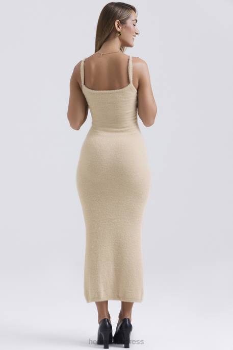 House of CB Fayette Beige Soft Fluffy Knit Maxi Dress Clothing 4H6N115