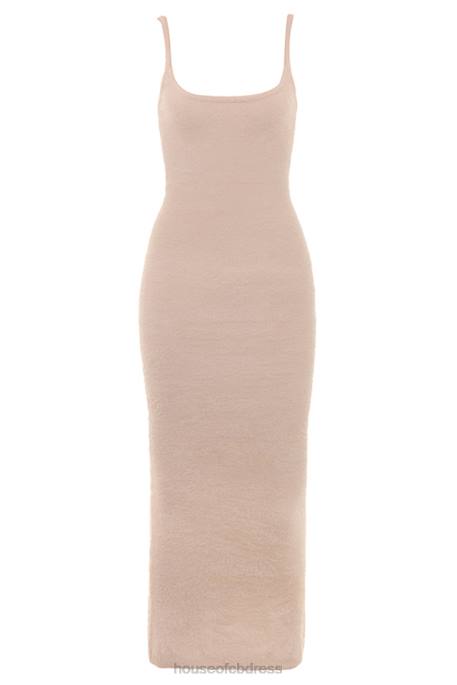 House of CB Fayette Beige Soft Fluffy Knit Maxi Dress Clothing 4H6N115