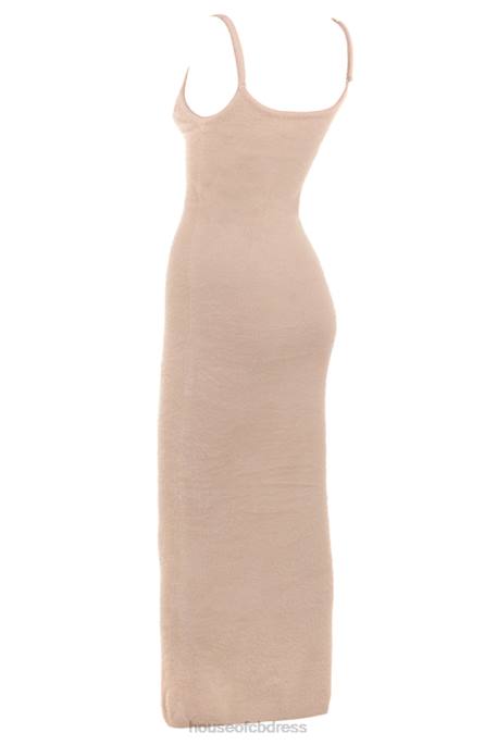 House of CB Fayette Beige Soft Fluffy Knit Maxi Dress Clothing 4H6N115
