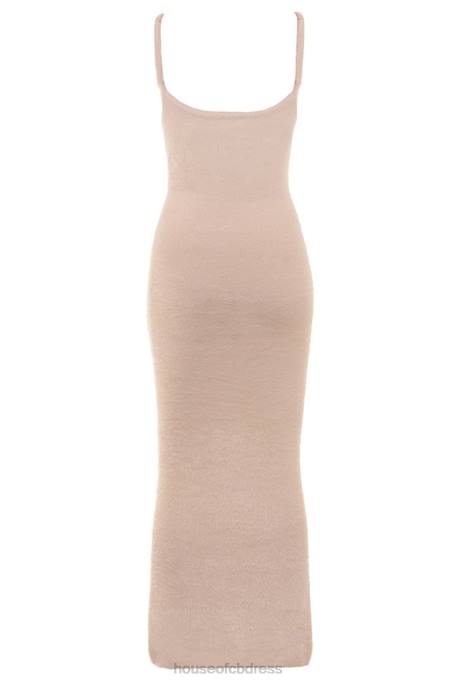 House of CB Fayette Beige Soft Fluffy Knit Maxi Dress Clothing 4H6N115