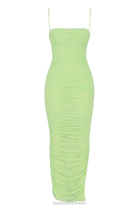 House of CB Fornarina Lime Organza Mesh Maxi Dress Clothing 4H6N544