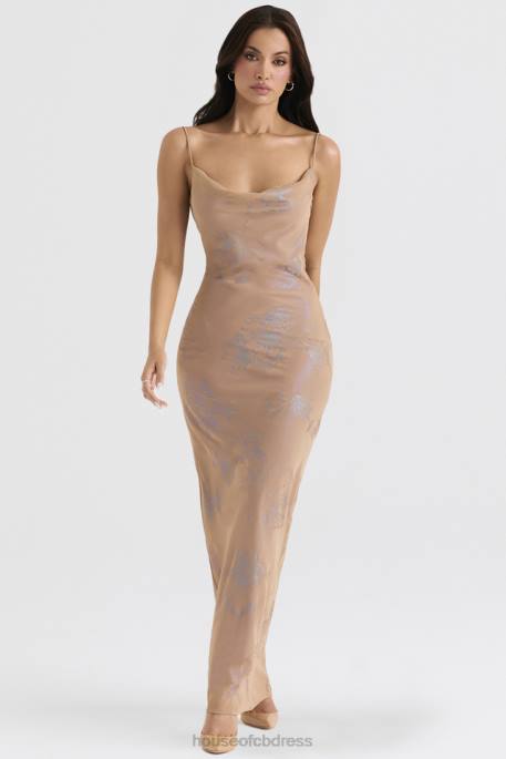 House of CB Gabrielle Iridescent Cafe Au Lait Maxi Dress Clothing 4H6N365