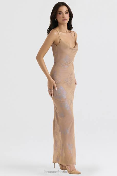 House of CB Gabrielle Iridescent Cafe Au Lait Maxi Dress Clothing 4H6N365