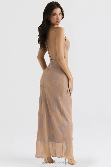 House of CB Gabrielle Iridescent Cafe Au Lait Maxi Dress Clothing 4H6N365