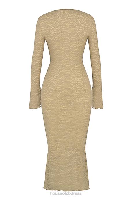 House of CB Giovanna Stone Floral Lace Maxi Dress Clothing 4H6N391