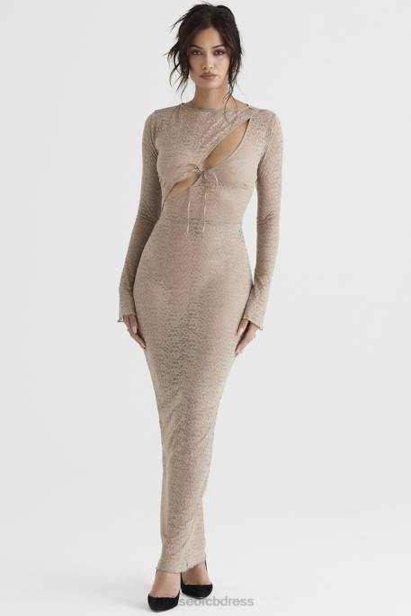 House of CB Giovanna Stone Floral Lace Maxi Dress Clothing 4H6N391