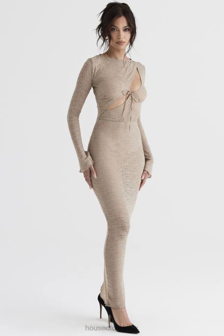 House of CB Giovanna Stone Floral Lace Maxi Dress Clothing 4H6N391