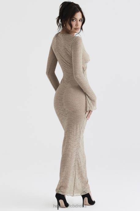 House of CB Giovanna Stone Floral Lace Maxi Dress Clothing 4H6N391
