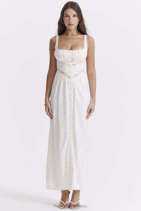 House of CB Illiana Ivory Real Silk Maxi Dress Clothing 4H6N222