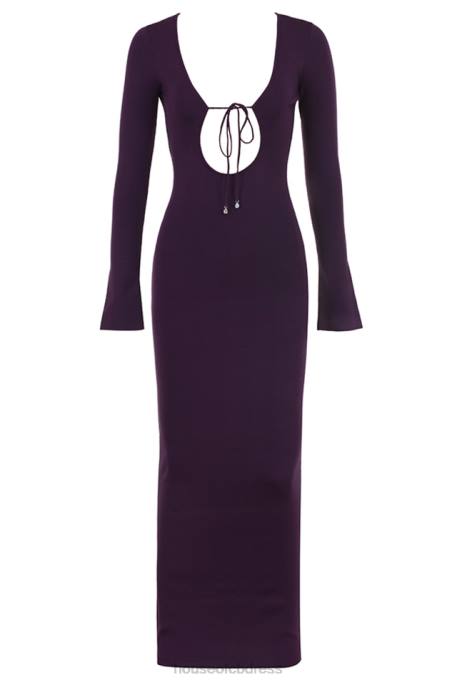 House of CB Keana Grape Ribbed Knit Maxi Dress Clothing 4H6N318