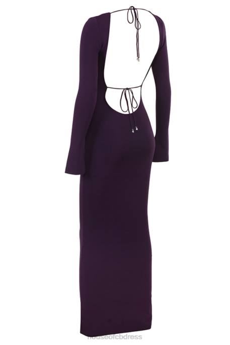 House of CB Keana Grape Ribbed Knit Maxi Dress Clothing 4H6N318