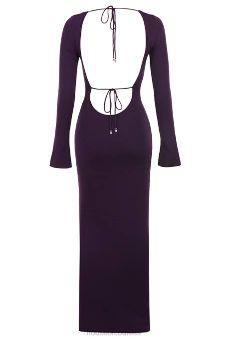 House of CB Keana Grape Ribbed Knit Maxi Dress Clothing 4H6N318
