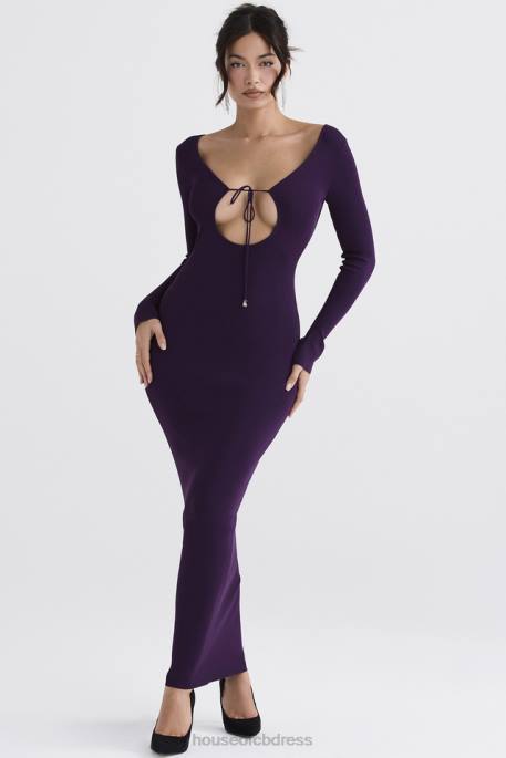 House of CB Keana Grape Ribbed Knit Maxi Dress Clothing 4H6N318