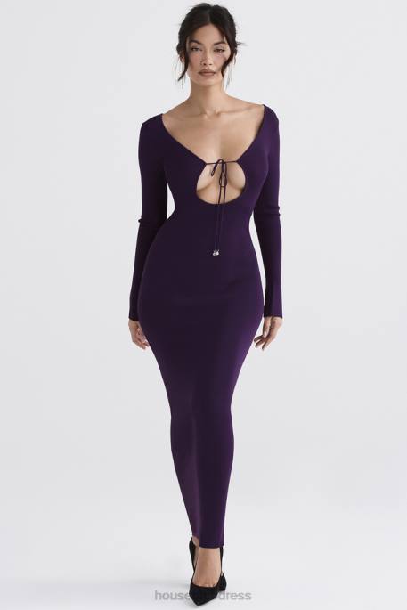 House of CB Keana Grape Ribbed Knit Maxi Dress Clothing 4H6N318