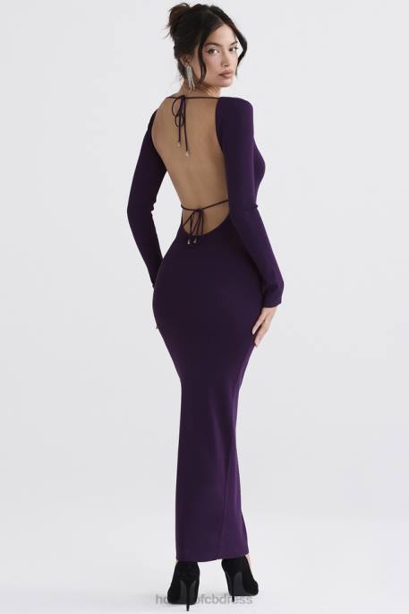 House of CB Keana Grape Ribbed Knit Maxi Dress Clothing 4H6N318