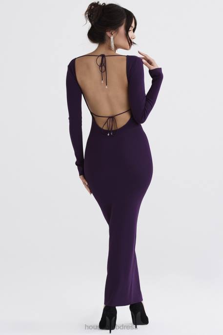 House of CB Keana Grape Ribbed Knit Maxi Dress Clothing 4H6N318
