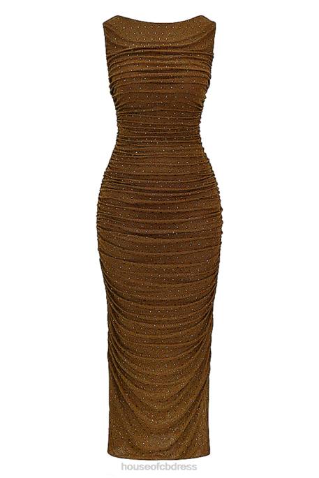 House of CB Laurie Coffee Crystallised Maxi Dress Clothing 4H6N334