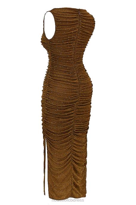 House of CB Laurie Coffee Crystallised Maxi Dress Clothing 4H6N334