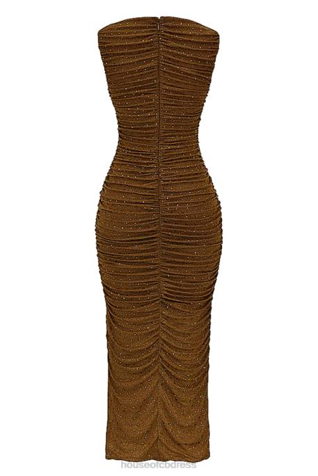 House of CB Laurie Coffee Crystallised Maxi Dress Clothing 4H6N334