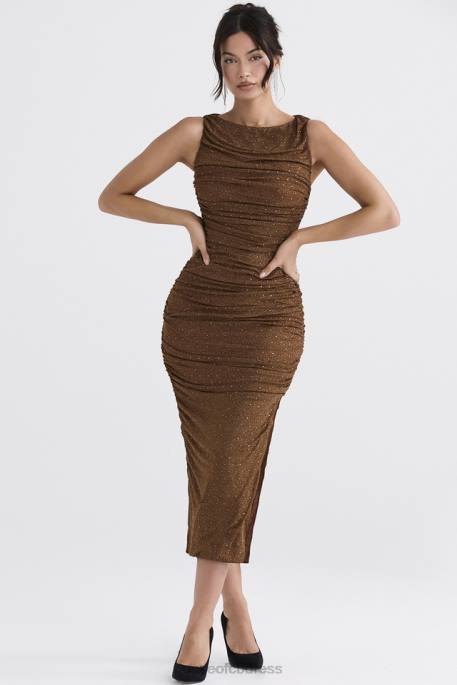 House of CB Laurie Coffee Crystallised Maxi Dress Clothing 4H6N334