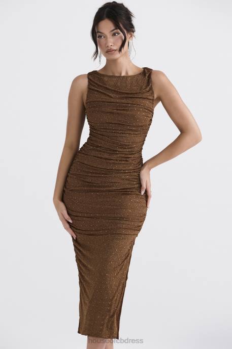 House of CB Laurie Coffee Crystallised Maxi Dress Clothing 4H6N334