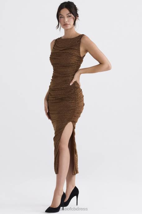 House of CB Laurie Coffee Crystallised Maxi Dress Clothing 4H6N334