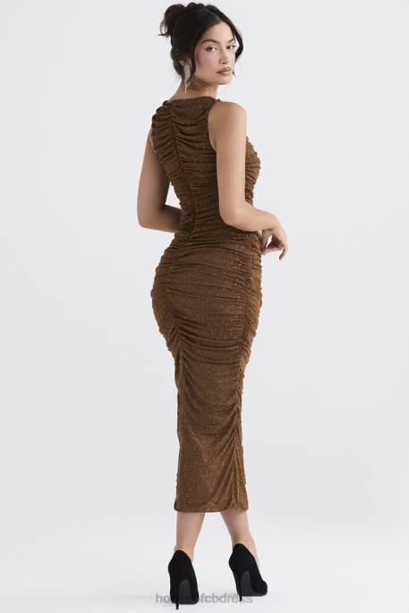House of CB Laurie Coffee Crystallised Maxi Dress Clothing 4H6N334