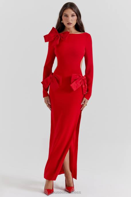 House of CB Lavele Red Bow Maxi Dress Clothing 4H6N110