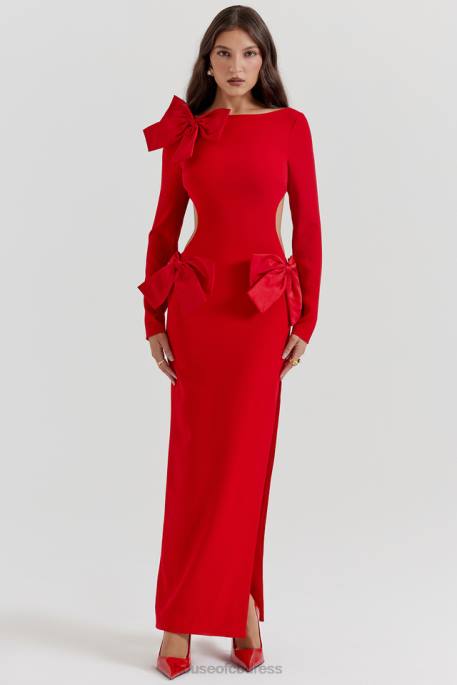 House of CB Lavele Red Bow Maxi Dress Clothing 4H6N110