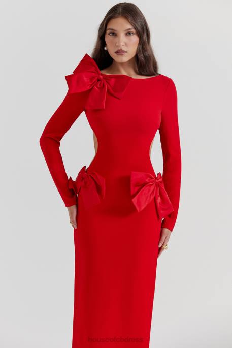 House of CB Lavele Red Bow Maxi Dress Clothing 4H6N110
