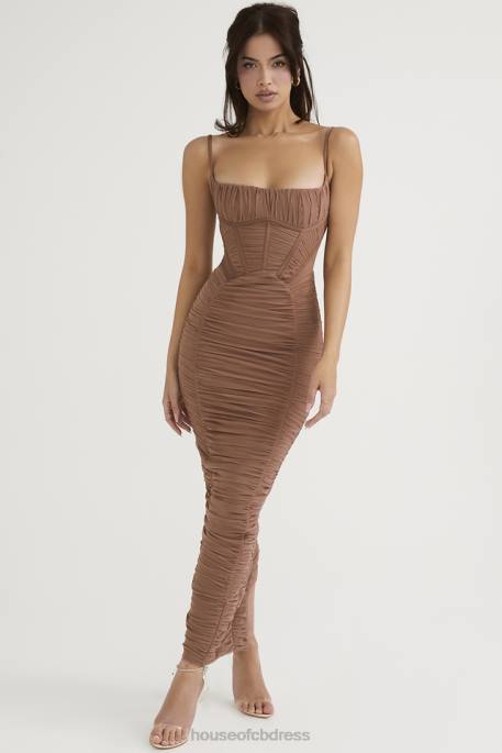 House of CB Lilian Mocha Corset Maxi Dress Clothing 4H6N470