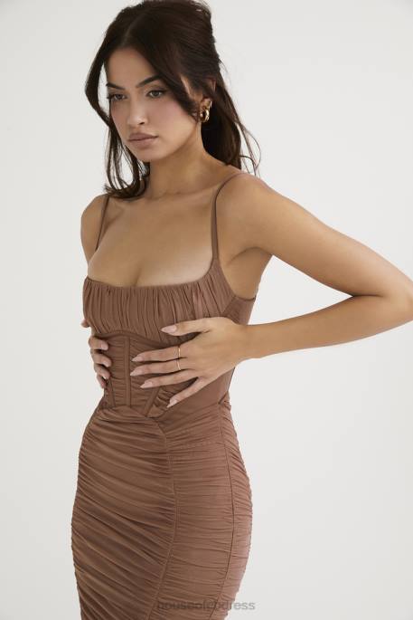 House of CB Lilian Mocha Corset Maxi Dress Clothing 4H6N470