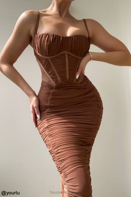 House of CB Lilian Mocha Corset Maxi Dress Clothing 4H6N470