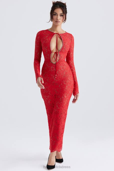 House of CB Lisandra Red Lace Maxi Dress Clothing 4H6N340