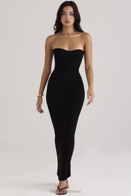 House of CB Lucia Black Strapless Corset Maxi Dress Clothing 4H6N445