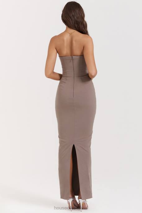 House of CB Lucia Taupe Strapless Corset Maxi Dress Clothing 4H6N167